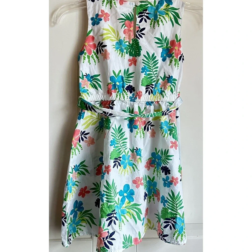 Gymboree Sleeveless Dress‎ Girls 6 Tropical Cotton Green Blue Peach